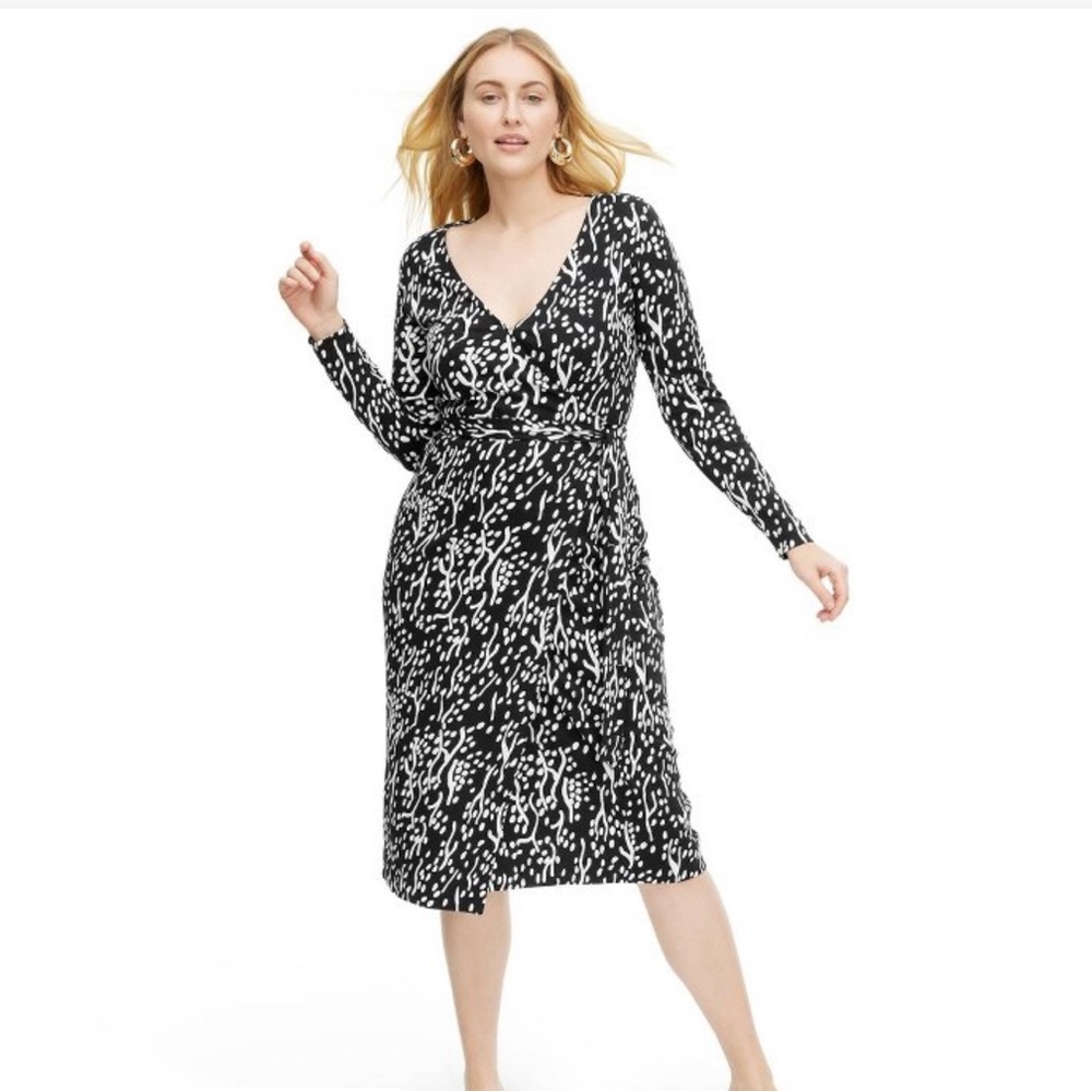 Long-Sleeve Midi Sea Spots Wrap Dress size S